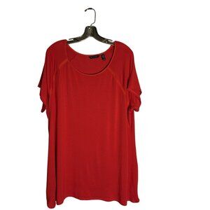H By Halston Essentials Red Short Sleeve Scoop Neck Top  Size 1X Lightweight